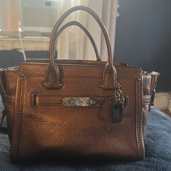 COACH SWAGGER METALLIC COPPER WITH GUNMETAL ACCENT VERY GENTLY USED - Picture 1 of 5